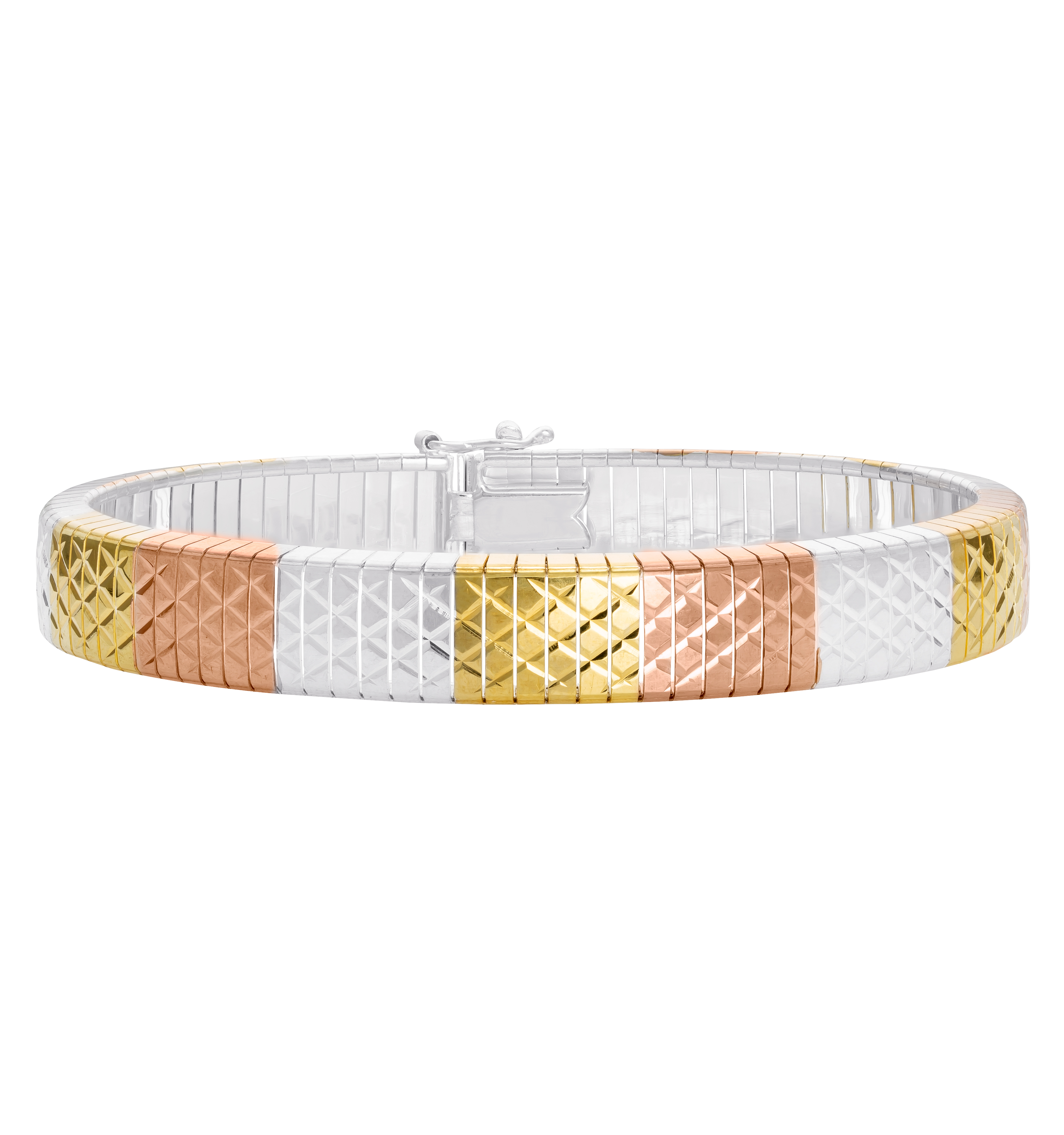 Beaux Bijoux Sterling Silver 8 Tri-Color Mesh Braided Bracelet Beaux Bijoux Sterling Silver 8 Tri-Color Mesh Braided Bracelet
